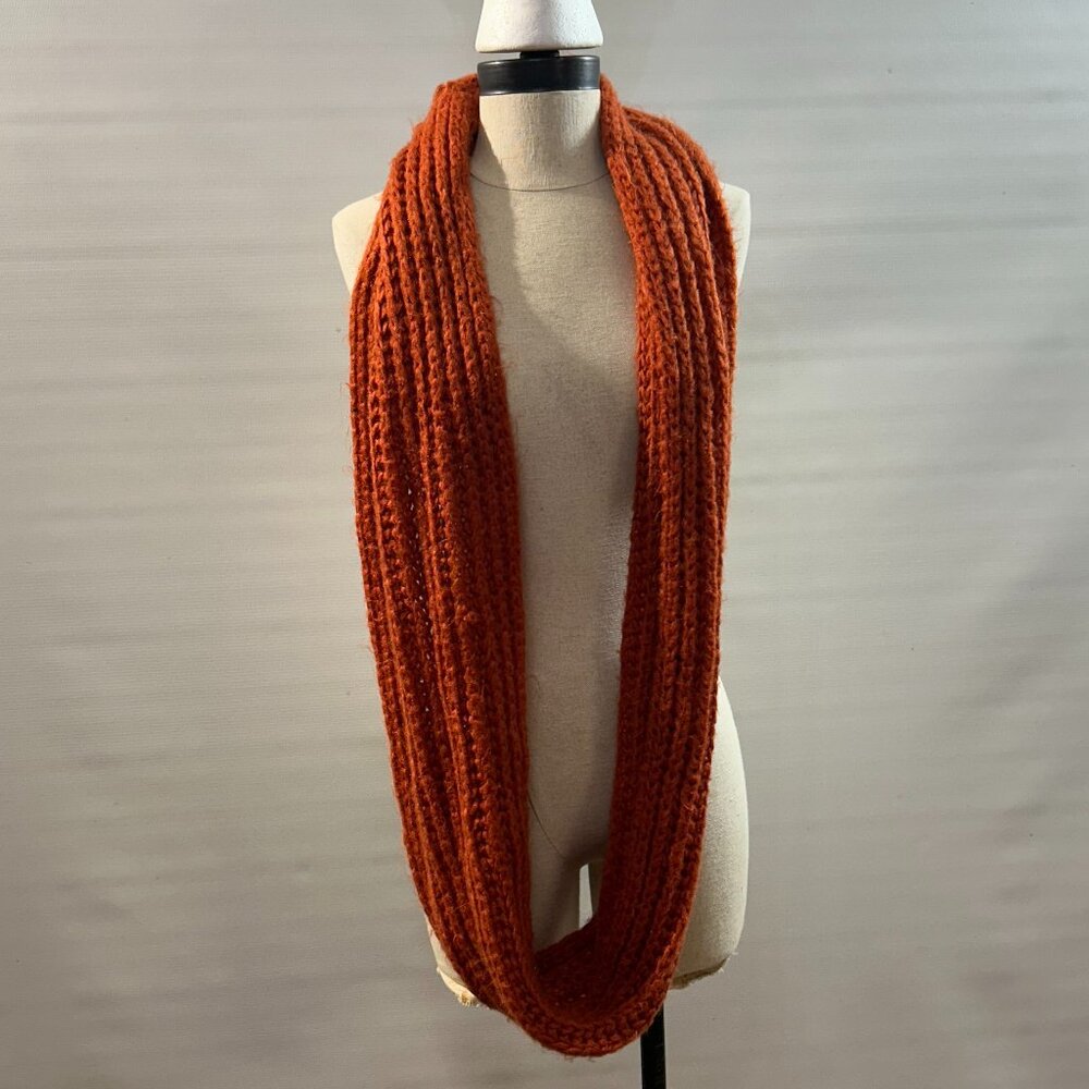 Rustic Orange Knitted Infinity Scarf